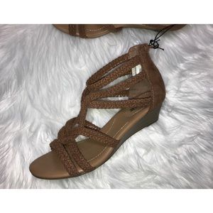SEYCHELLES ▸ braided strappy wedge sandals